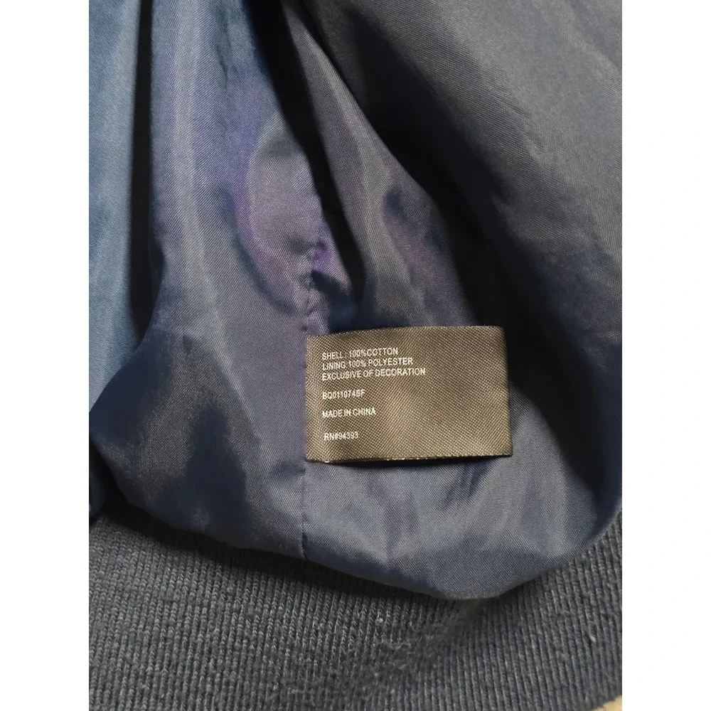 Bleecker & Broad Navy Canvas Bomber Jacket Mens XL Full Zip‎ Military
